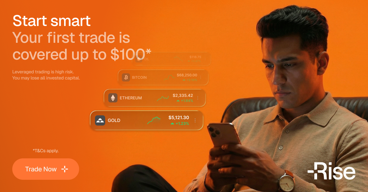 Rise - Your first trade is covered up to $100